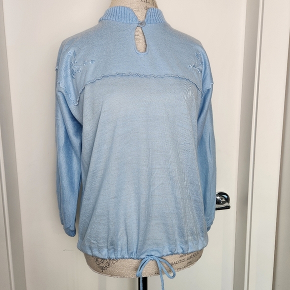 90s Pastel Blue Embroidered Jumper - Picture 1 of 13
